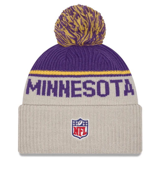 New Era Knit Hat OSFM / Gray Minnesota Vikings New Era 2024 Gray Historic Sideline Cuffed Knit Hat With Pom