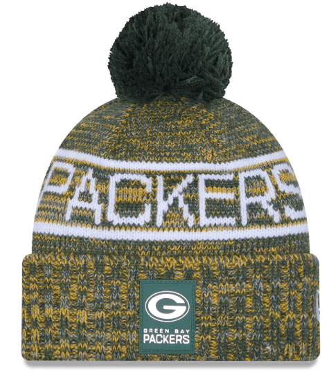 New Era Knit Hat OSFM / Green Adult Green Bay Packers New Era 2025 Green Sideline Cuffed Knit Hat With Pom - Men's