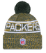 New Era Knit Hat OSFM / Green Adult Green Bay Packers New Era 2025 Green Sideline Cuffed Knit Hat With Pom - Men's