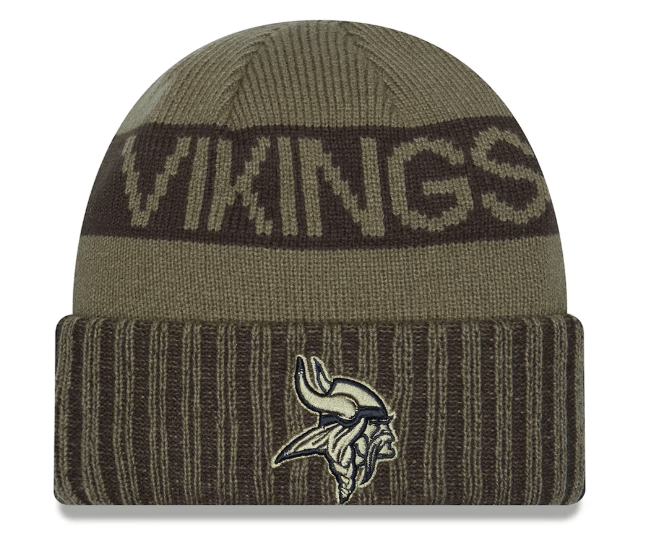 Adult Minnesota Vikings New Era Dark Green 2025 NFL Salute to Service Cuffed Knit Hat - Men's