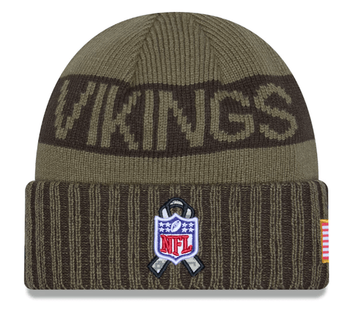 Adult Minnesota Vikings New Era Dark Green 2025 NFL Salute to Service Cuffed Knit Hat - Men's