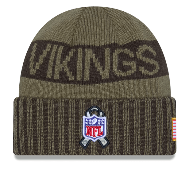 Adult Minnesota Vikings New Era Dark Green 2025 NFL Salute to Service Cuffed Knit Hat - Men's