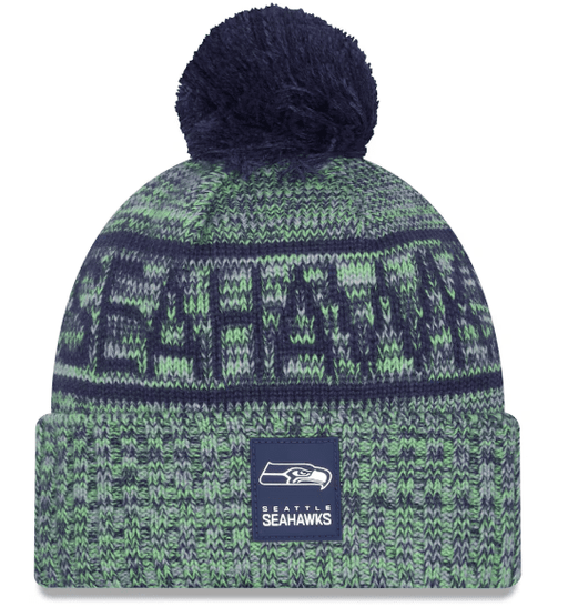 New Era Knit Hat OSFM / Green Adult Seattle Seahawks New Era 2025 Neon Green Sideline Cuffed Knit Hat With Pom - Men's