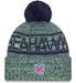 New Era Knit Hat OSFM / Green Adult Seattle Seahawks New Era 2025 Neon Green Sideline Cuffed Knit Hat With Pom - Men's