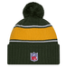 New Era Knit Hat OSFM / Green Green Bay Packers New Era 2024 Purple Sideline Cuffed Knit Hat With Pom