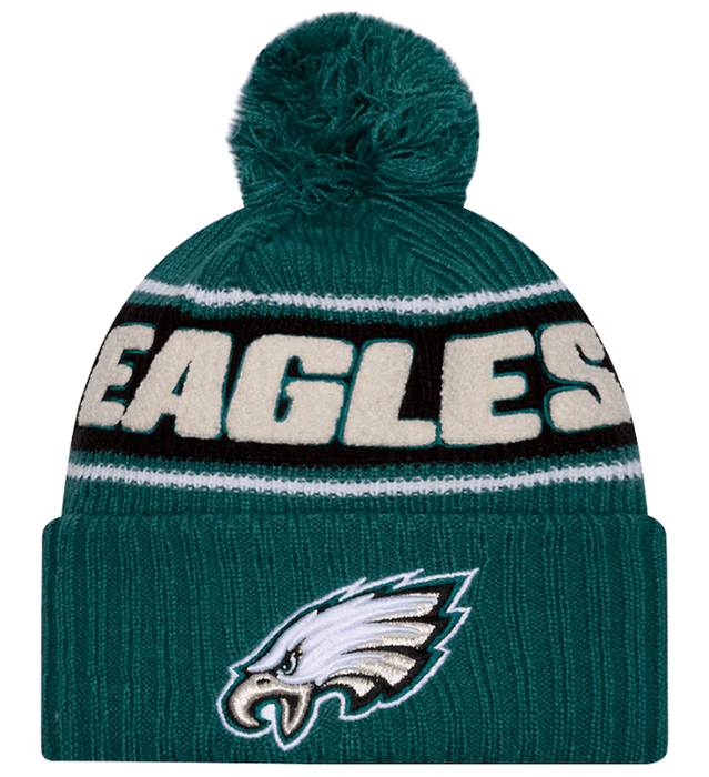 New Era Knit Hat OSFM / Green Philadelphia Eagles New Era 2024 Green Sideline Cuffed Knit Hat With Pom