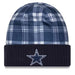 New Era Knit Hat OSFM / Navy Adult Dallas Cowboys New Era 2024 Navy Plaid Statement Sideline Cuffed Knit Hat - Men's