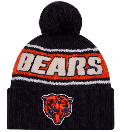 New Era Knit Hat OSFM / Navy Chicago Bears New Era 2024 Navy Sideline Cuffed Knit Hat With Pom