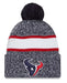 New Era Knit Hat OSFM / Navy Houston Texans New Era 2023 Navy Sideline Cuffed Knit Hat With Pom