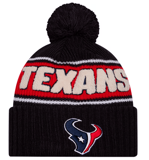 New Era Knit Hat OSFM / Navy Houston Texans New Era 2024 Navy Sideline Cuffed Knit Hat With Pom