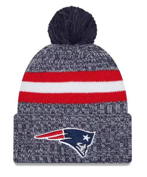 New England Patriots New Era 2023 Navy Sideline Cuffed Knit Hat With P