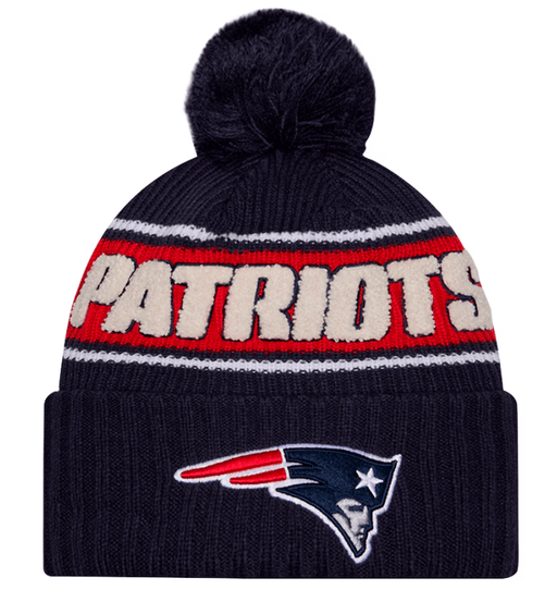 New Era Knit Hat OSFM / Navy New England Patriots New Era 2024 Navy Sideline Cuffed Knit Hat With Pom