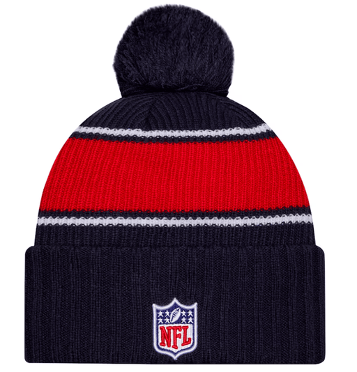 New Era Knit Hat OSFM / Navy New England Patriots New Era 2024 Navy Sideline Cuffed Knit Hat With Pom