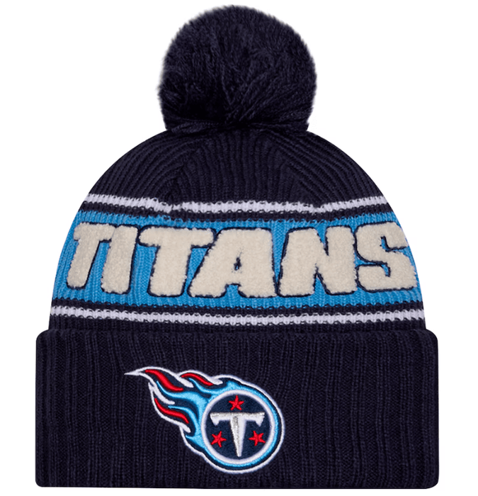 New Era Knit Hat OSFM / Navy Tennessee Titans New Era 2024 Navy Sideline Cuffed Knit Hat With Pom