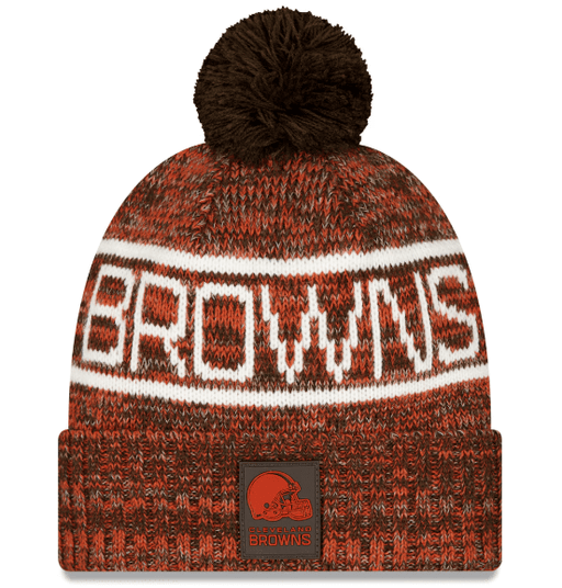 New Era Knit Hat OSFM / Orange Adult Cleveland Browns New Era 2025 Orange Sideline Cuffed Knit Hat With Pom - Men's