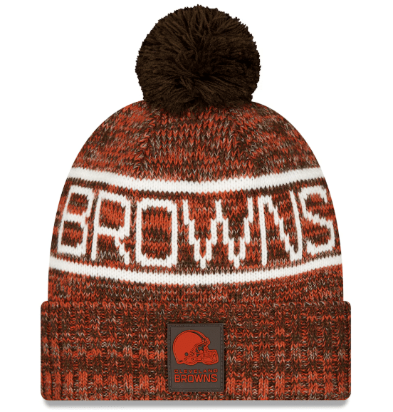 New Era Knit Hat OSFM / Orange Adult Cleveland Browns New Era 2025 Orange Sideline Cuffed Knit Hat With Pom - Men's