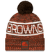 New Era Knit Hat OSFM / Orange Adult Cleveland Browns New Era 2025 Orange Sideline Cuffed Knit Hat With Pom - Men's