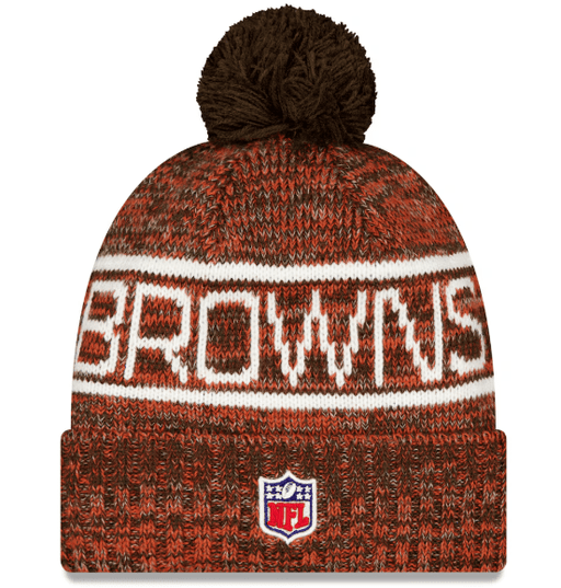 New Era Knit Hat OSFM / Orange Adult Cleveland Browns New Era 2025 Orange Sideline Cuffed Knit Hat With Pom - Men's