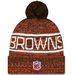 New Era Knit Hat OSFM / Orange Adult Cleveland Browns New Era 2025 Orange Sideline Cuffed Knit Hat With Pom - Men's
