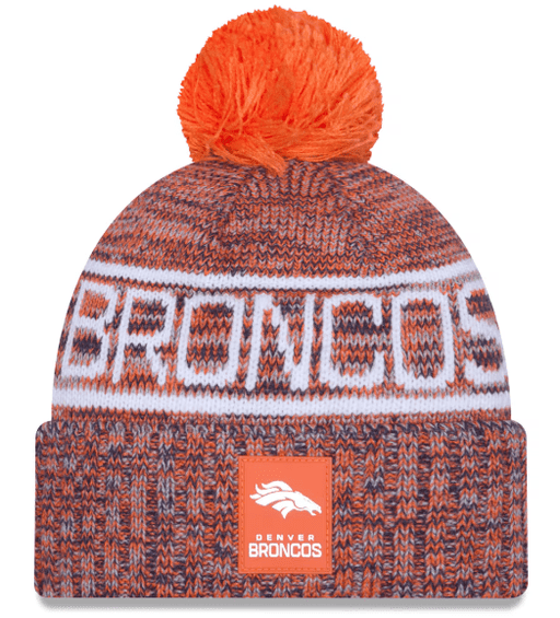 New Era Knit Hat OSFM / Orange Adult Denver Broncos New Era 2025 Orange Sideline Cuffed Knit Hat With Pom - Men's