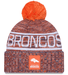 New Era Knit Hat OSFM / Orange Adult Denver Broncos New Era 2025 Orange Sideline Cuffed Knit Hat With Pom - Men's