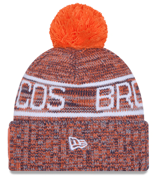 New Era Knit Hat OSFM / Orange Adult Denver Broncos New Era 2025 Orange Sideline Cuffed Knit Hat With Pom - Men's