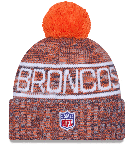 New Era Knit Hat OSFM / Orange Adult Denver Broncos New Era 2025 Orange Sideline Cuffed Knit Hat With Pom - Men's