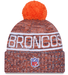 New Era Knit Hat OSFM / Orange Adult Denver Broncos New Era 2025 Orange Sideline Cuffed Knit Hat With Pom - Men's
