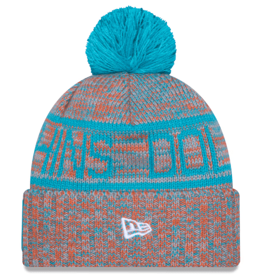 New Era Knit Hat OSFM / Orange Adult Miami Dolphins New Era 2025 Orange Sideline Cuffed Knit Hat With Pom - Men's