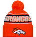 Adult Denver Broncos New Era 2024 Orange Sideline Cuffed Knit Hat With Pom - Men's