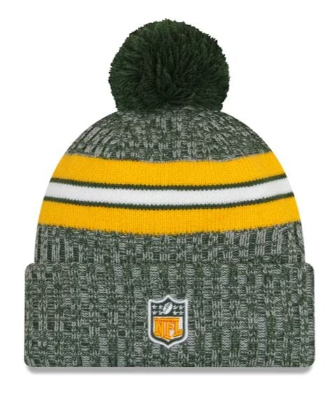 Green Bay Packers New Era 2023 Green Sideline Cuffed Knit Hat With Pom