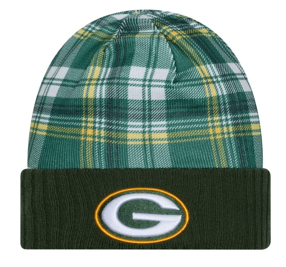 New Era Knit Hat OSFM / Purple Green Bay Packers New Era 2024 Green Plaid Statement Sideline Cuffed Knit Hat