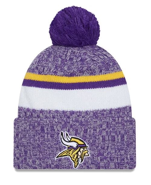 New Era Knit Hat OSFM / Purple Minnesota Vikings New Era 2023 Purple Sideline Cuffed Knit Hat With Pom