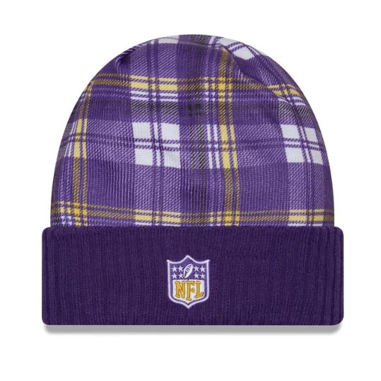 New Era Knit Hat OSFM / Purple Minnesota Vikings New Era 2024 Purple Plaid Statement Sideline Cuffed Knit Hat