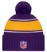 New Era Knit Hat OSFM / Purple Minnesota Vikings New Era 2024 Purple Sideline Cuffed Knit Hat With Pom