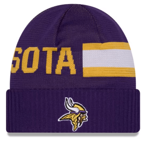 Adult Minnesota Vikings New Era 2024 Purple Tech Sideline Cuffed Knit