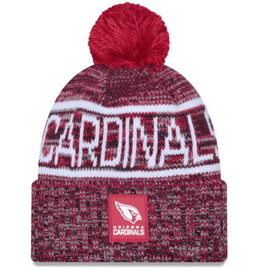 New Era Knit Hat OSFM / Red Adult Arizona Cardinals New Era 2025 Red Sideline Cuffed Knit Hat With Pom - Men's