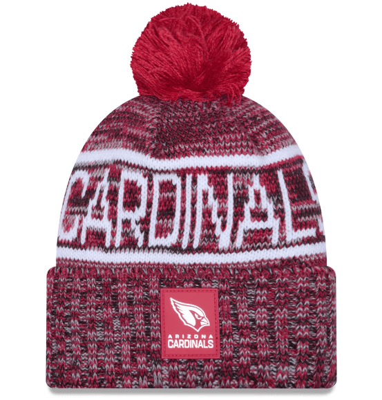 New Era Knit Hat OSFM / Red Adult Arizona Cardinals New Era 2025 Red Sideline Cuffed Knit Hat With Pom - Men's
