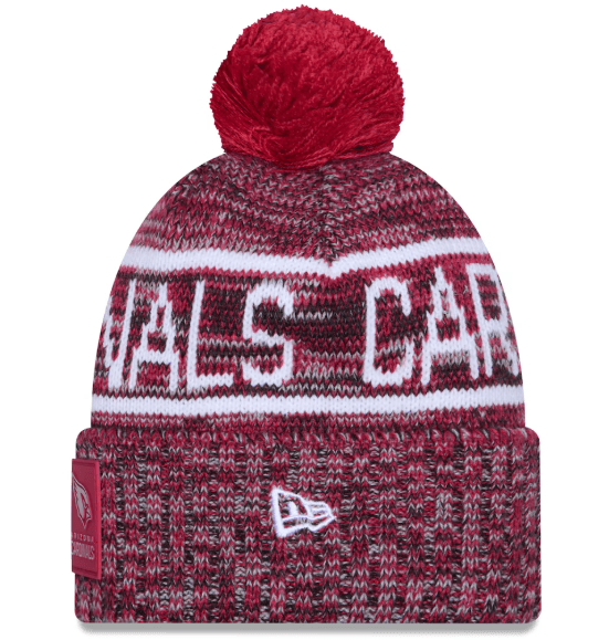 New Era Knit Hat OSFM / Red Adult Arizona Cardinals New Era 2025 Red Sideline Cuffed Knit Hat With Pom - Men's