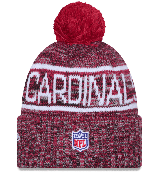 New Era Knit Hat OSFM / Red Adult Arizona Cardinals New Era 2025 Red Sideline Cuffed Knit Hat With Pom - Men's