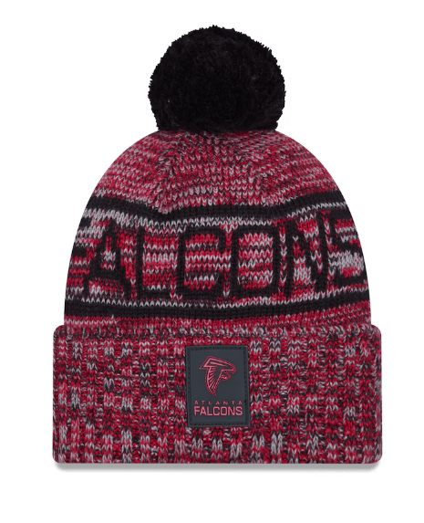 New Era Knit Hat OSFM / Red Adult Atlanta Falcons New Era 2025 Red Sideline Cuffed Knit Hat With Pom - Men's