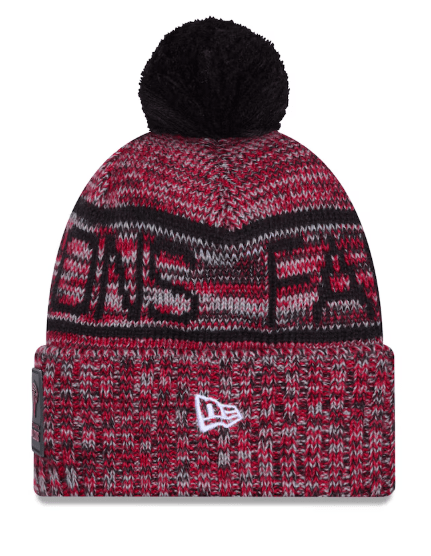 New Era Knit Hat OSFM / Red Adult Atlanta Falcons New Era 2025 Red Sideline Cuffed Knit Hat With Pom - Men's