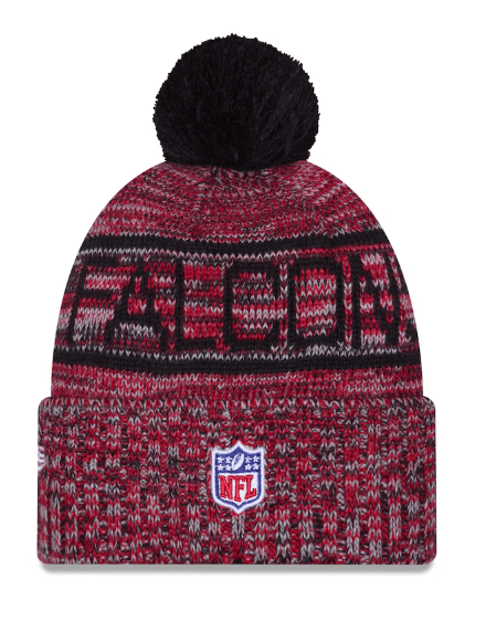 New Era Knit Hat OSFM / Red Adult Atlanta Falcons New Era 2025 Red Sideline Cuffed Knit Hat With Pom - Men's