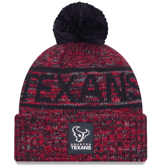New Era Knit Hat OSFM / Red Adult Houston Texans New Era 2025 Red Sideline Cuffed Knit Hat With Pom - Men's