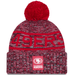 New Era Knit Hat OSFM / Red Adult San Francisco 49ers New Era 2025 Red Sideline Cuffed Knit Hat With Pom - Men's