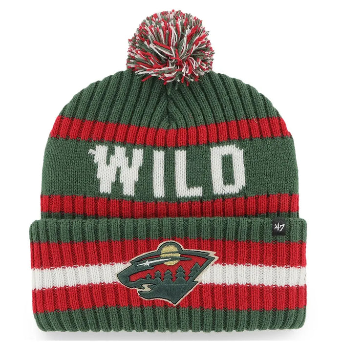 New Era Knit Hat OSFM / red/green Minnesota Wild 47 Brand Cuffed Knit With Pom Bering - Unisex