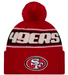 New Era Knit Hat OSFM / Red San Francisco 49ers New Era 2024 Red Sideline Cuffed Knit Hat With Pom