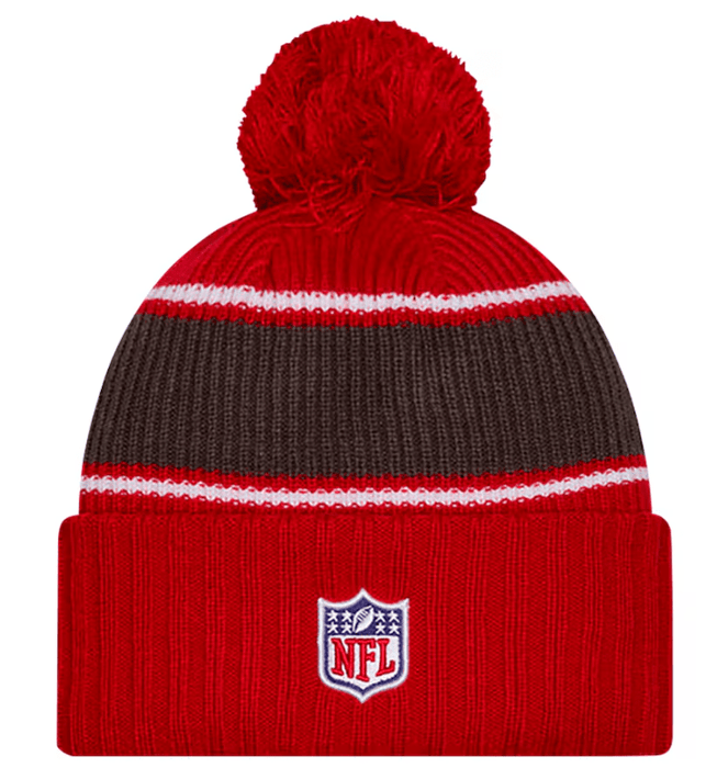 New Era Knit Hat OSFM / Red Tampa Bay Buccaneers New Era 2024 Red Sideline Cuffed Knit Hat With Pom