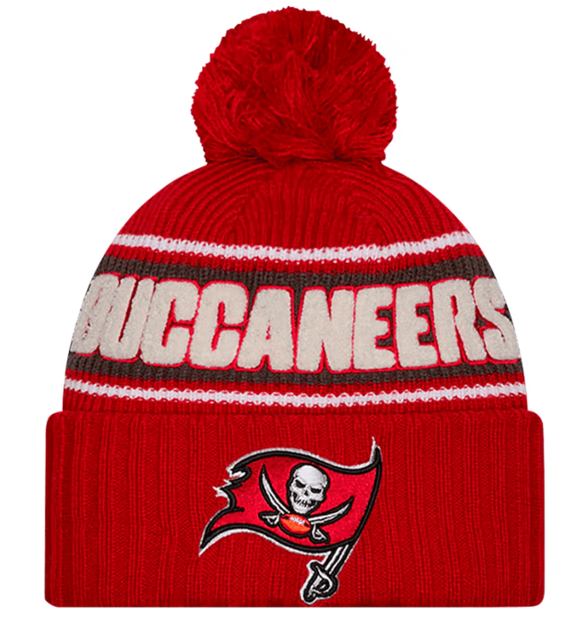 New Era Knit Hat OSFM / Red Tampa Bay Buccaneers New Era 2024 Red Sideline Cuffed Knit Hat With Pom