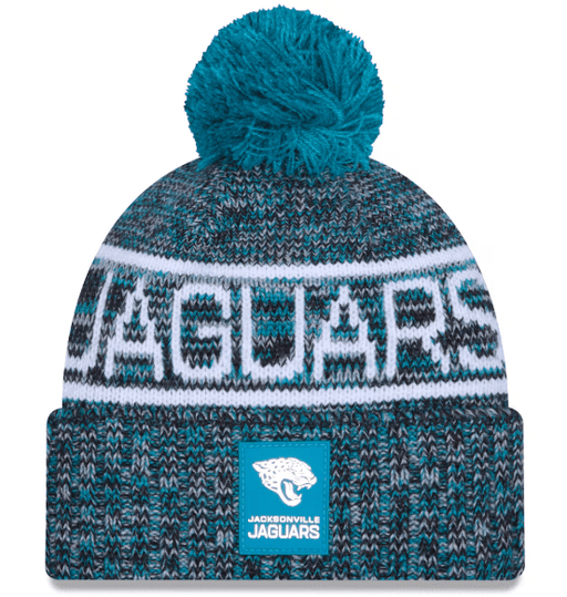New Era Knit Hat OSFM / Teal Adult Jacksonville Jaguars New Era 2025 Teal Sideline Cuffed Knit Hat With Pom - Men's